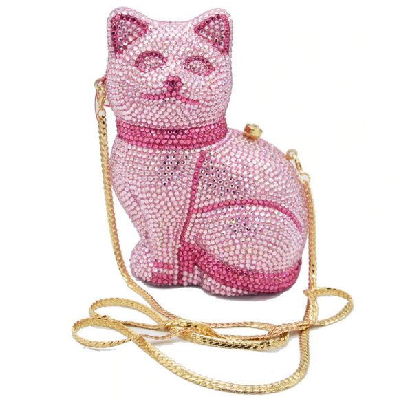 3d Cat Shaped Minaudiere Sparkling Crystal Clutch Purse Evening Bag NWT - Picture 5 of 5